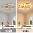 Lustra LED cu telecomanda RIGA LILITH 68W, 3 Cercuri, lumina Rece/Calda/Neutra, Dimabila, Auriu Lucios