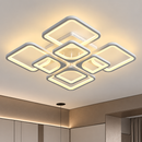 Lustra LED cu telecomanda ZOE 138W, 8 Patrate, lumina Rece/Calda/Neutra, Dimabila, Alb