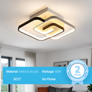 Lustra LED cu telecomanda si cristal ASHGABAT 66W, 2 Patrate, lumina Rece/Calda/Neutra, Dimabila, Alb