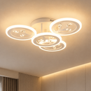 Lustra LED cu telecomanda si cristal DAISY 53W, 4 Elemente, lumina Rece/Calda/Neutra, Dimabila, Alb