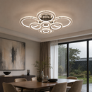 Lustra LED cu telecomanda si cristal NOVA ROTONDA RGB 239W, 8 Cercuri, lumina Rece/Calda/Neutra, Dimabila, Crom Lucios