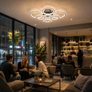 Lustra LED cu telecomanda si cristal NOVA ROTONDA RGB 239W, 8 Cercuri, lumina Rece/Calda/Neutra, Dimabila, Crom Lucios