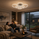 Lustra LED cu telecomanda si cristal NOVA ROTONDA RGB 239W, 8 Cercuri, lumina Rece/Calda/Neutra, Dimabila, Crom Lucios