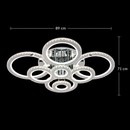 Lustra LED cu telecomanda si cristal NOVA ROTONDA RGB 239W, 8 Cercuri, lumina Rece/Calda/Neutra, Dimabila, Crom Lucios