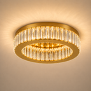 Lustra LED cu telecomanda si cristal VERTUS 31W, 50cm, Cerc, lumina Rece/Calda/Neutra, Dimabila, Auriu