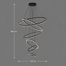 Lustra LED suspendata NARSAQ 222W, 6 Cercuri, lumina Rece/Calda/Neutra, Negru, Inaltime Reglabila