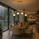 Lustra LED suspendata PAAMIUT 34W, 4 surse de lumină, lumina Rece/Calda/Neutra, Auriu, Inaltime Reglabila