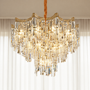 Candelabru Cristal VETRA Eleganza 9xE14, D50 cm, Auriu, Inaltime Reglabila, Metal si Cristal