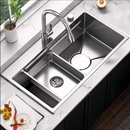 Set Chiuveta Bucatarie Inox, Cuva Universala cu Dop Scurgere, Negru Grafit, 75x45x21 cm