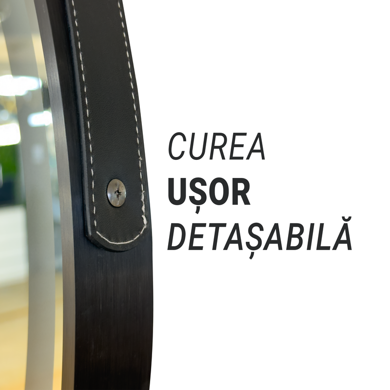 Oglinda LED Rotunda, 60cm, Micah Senzor MotionGlow Marcello, Sistem Dezaburire, Ceas & Termometru, Lupa Cosmetica, Dimabila