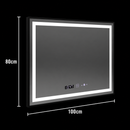 Oglinda LED Rectangulara, 100x80cm, Verite Majeste Noir MotionGlow Marcello, Sistem Dezaburire, Ceas, Dimabila