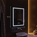Oglinda LED Rectangulara, 60x80cm, EDGE Touch, Sistem Dezaburire, Rama Neagra
