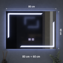 Oglinda LED Rectangulara, 80x60cm, ECLISSA Touch, Sistem Dezaburire, Dimabila