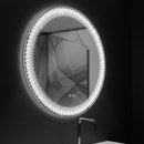 Oglinda LED Rotunda Nexos, 60cm, 24W, Lumina Calda/ Rece/ Neutra, Senzor, Sistem Dezaburire, Ceas, Dimabila