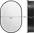 Oglinda LED cu Dulap, Ovala, 50x80cm, Dezaburire, Lumina Rece/Calda/Neutra, Rama Neagra, Spatiu de Depozitare Oglinzi Dulap Default Title Alessandro Design