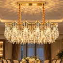 Candelabru Cristal VETRA Supremo 15xE14, 100x35 cm, Auriu, Inaltime Reglabila, Metal si Cristal