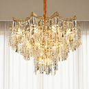 Candelabru Cristal VETRA Magno 10xE14, D60 cm, Auriu, Inaltime Reglabila, Metal si Cristal