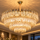 Candelabru Cristal MAJESTIC Regalis 21x E14, Diametru 80cm, Auriu Lucios, Inaltime Reglabila