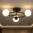 Lustra LED si cristal ORBIT, 66cm, 3xE27, Globuri, Negru