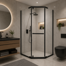 Paravan duș Walk-In 90x90x190 cm, sticlă securizată 6 mm, profil metalic rezistent, Negru