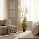 Plantă decorativă în ghiveci, 5 fire, 180cm, Stuf Artificial, Material Textil si Plastic, Verde si Roz
