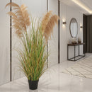 Planta Artificială Iarbă Ornamentală, 170cm, cu 7 fire, Stuf si Iarba, Verde Tomnal, Fara Ghiveci