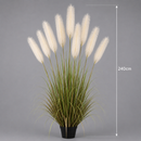 Plantă decorativă în ghiveci, 9 fire, 240cm, Stuf Artificial, Material Textil si Plastic, Verde si Roz