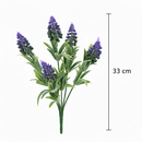 Planta Artificiala, Floare Decorativa de Lavanda, 5 Ramuri, 33 cm, Mov si Verde, Set de 2 Bucati