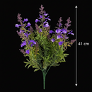 Planta Artificiala, Floare Decorativa de Lavanda, 5 Ramuri, 41 cm, Mov Verde si Alb, Set de 2 Bucati