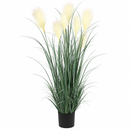 Planta Artificiala Iarba Ornamentala, 180 cm, cu 7 Fire, Stuf si Iarba, Verde si Alb, Fara Ghiveci