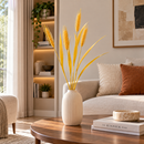 Planta Artificiala Iarba Ornamentala, 83 cm, cu 4 Fire, Spice de Grau, Galben, Fara Ghiveci