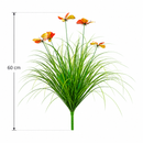 Planta Artificiala Iarba Ornamentala Tip Fluture, 60 cm, cu 5 Flori, Verde si Rosu, Fara Ghiveci