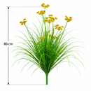 Planta Artificiala Iarba Ornamentala Tip Marar, 80 cm, cu 9 Flori, Verde si Galben, Fara Ghiveci