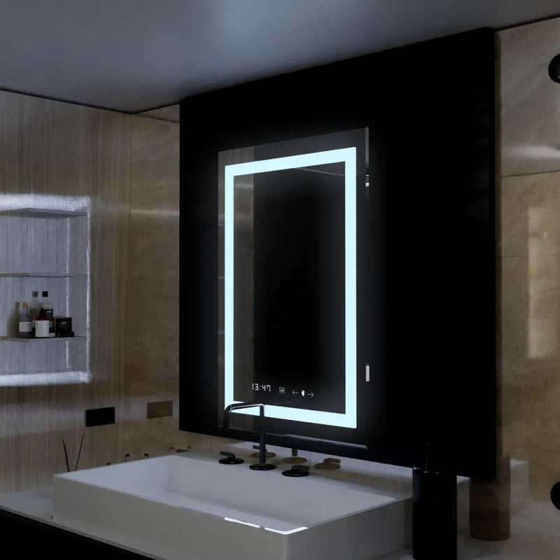 Oglinda LED Senzor Vetro, cu functie Dezaburire si Ceas 60x80 cm, colectia Marcello Funghi - LEDS