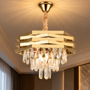 Candelabru Cristal HEXA Ø30cm 3xE14 Auriu Inaltime Reglabila