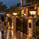 Lampa Solara LED pentru Stalp Exterior KATTAKURGAN, 8W, Lumina Calda/Rece/Neutra + RGB, Forma Patrata, Aluminiu, Negru, Dimabila