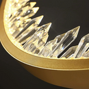 Lustra LED suspendata cu telecomanda, Cristale K9, 27W, 1 Cerc, lumina Rece/Calda/Neutra, Dimabila, Auriu, Inaltime Reglabila