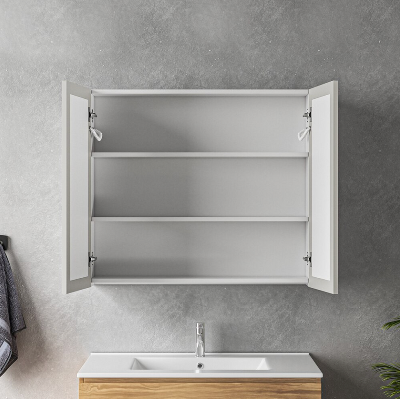 Oglinda LED cu Dulap MODA 80x70 cm Alb – Iluminare Perimetrala si Senzor Touch