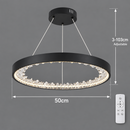 Lustra LED suspendata cu telecomanda, 28W, 1 Cerc, lumina Rece/Calda/Neutra, Dimabila, Negru, Inaltime Reglabila