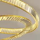 Lustra LED suspendata cu cristal PRISM REGAL 117W, 2 Cercuri, lumina Rece/Calda/Neutra, Dimabila, Auriu, Inaltime Reglabila