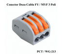 Conector pentru Lustra / Oglinda LED - Rapid, 3 Poli, Instalare Fara Surub