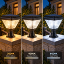 Lampa Solara LED pentru Stalp Exterior KATTAKURGAN, 8W, Lumina Calda/Rece/Neutra + RGB, Forma Patrata, Aluminiu, Negru, Dimabila