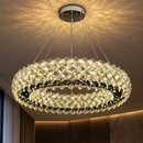 Candelabru Cristal KALTO Regalis, Diametru 75cm, 112W, Lumina Rece/Calda/Neutra, Inaltime Reglabila, Metal si Cristal, Crom Lucios