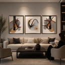 Tablou Sticla Eleganta Cailor, 60 x 80 cm + 80 x 80 cm + 60 x 80 cm, Sticla si MDF