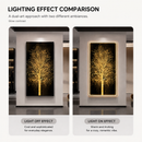 Tablou Sticla cu iluminare LED Arbore Auriu, 60 x 120 cm, 24W, Lumina Neutra, Aliaj de Aluminiu si MDF