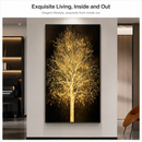 Tablou Sticla cu iluminare LED Arbore Auriu, 60 x 120 cm, 24W, Lumina Neutra, Aliaj de Aluminiu si MDF