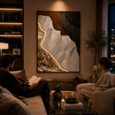 Tablou Decorativ cu Iluminare LED Raul de Aur, 80 x 120 cm, 24W, Lumina Neutra, Aliaj de Aluminiu si MDF