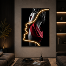 Tablou Sticla cu iluminare LED Silueta in Rosu, 60 x 80 cm, 24W, Lumina Neutra, Aliaj de Aluminiu si MDF