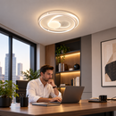 Lustra LED cu telecomanda ISTARAVSHAN, Forma Rotunda, 86W, lumina Rece/Calda/Neutra, Dimabila, Alb