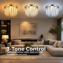 Candelabru LED Cristal LLC215/550WH Rotund, 29W, Lumina Rece/Calda/Neutra, Cristal, Auriu
